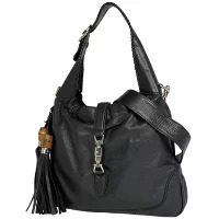 Gucci Jackie 2way Shoulder Bag Bamboo Fringe Leather Black